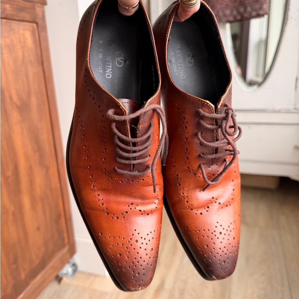 Valentino Brown Leather Oxfords